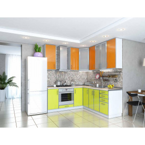 Кухня Фрейм оранж зеленый лайм