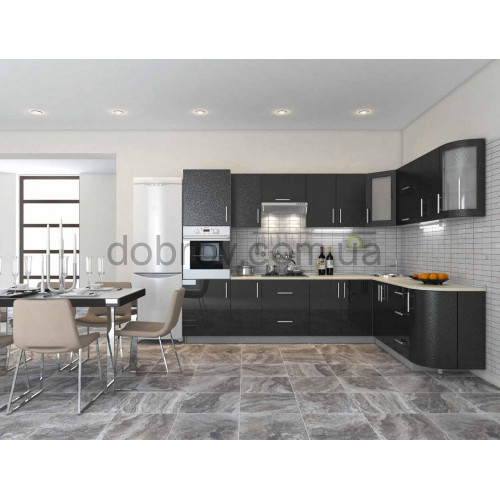 Кухня Элит черный глянец перламутр в Добров Меблі Кухня Элит черный глянец перламутр в Добров Меблі