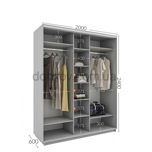 Шкаф-купе 200x60x240 в Добров Меблі Шкаф-купе 200x60x240 в Добров Меблі