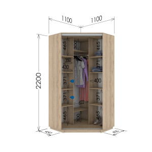 Угловой шкаф-купе 110x110x220