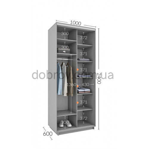 Шкаф-купе Практик 1 100x60x240 в Добров Меблі Шкаф-купе Практик 1 100x60x240 в Добров Меблі