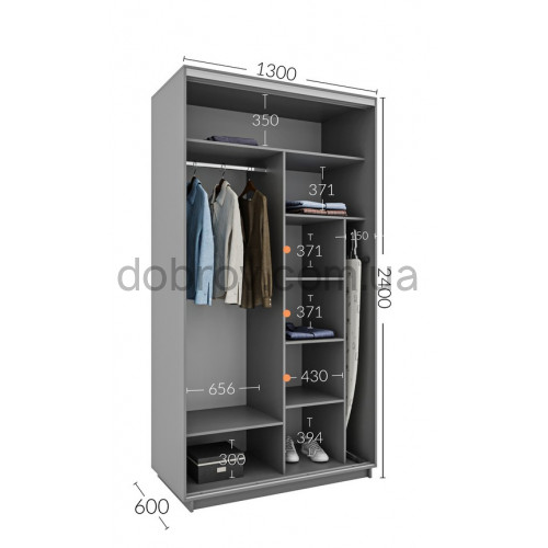 Шкаф-купе Практик 25 130x60x240 в Добров Меблі Шкаф-купе Практик 25 130x60x240 в Добров Меблі