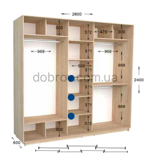 Шкаф-купе Практик 129/3 260x60x240 в Добров Меблі Шкаф-купе Практик 129/3 260x60x240 в Добров Меблі