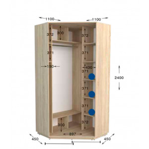Кутова шафа-купе Практик №1 110x110x240 см