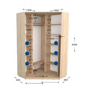 Угловой шкаф-купе Практик №3 130x130x240 см