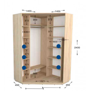 Угловой шкаф-купе Практик №4 140x140x240 см