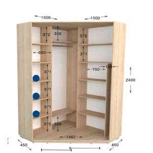 Кутова шафа-купе Практик №5 150x150x240 см