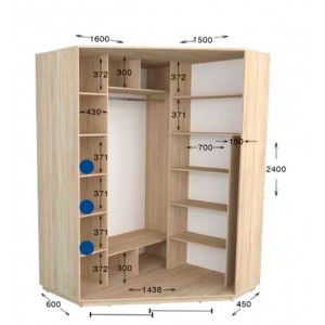 Угловой шкаф-купе Практик №6 160x160x240 см