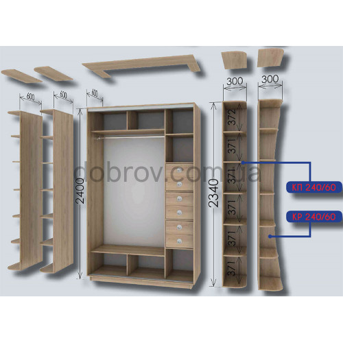 Угловой шкаф-купе 130x130x220 в Добров Меблі Угловой шкаф-купе 130x130x220 в Добров Меблі