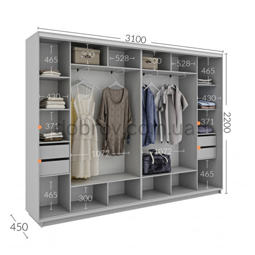 Купити Шафа-купе 310x45x220 в Добров Меблі Купити Шафа-купе 310x45x220 в Добров Меблі