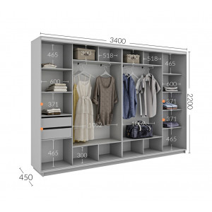 Шафа-купе 340x45x220