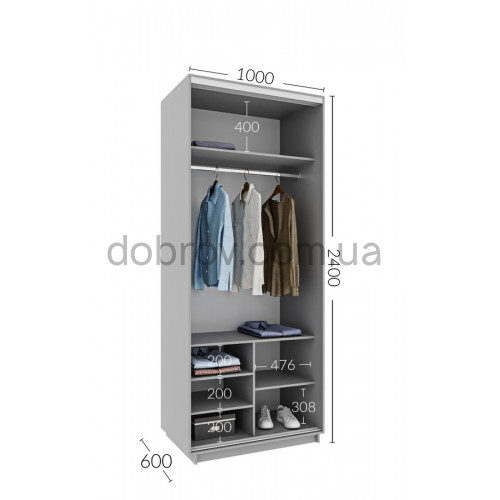 Шкаф-купе Практик 4 100x60x240 в Добров Меблі Шкаф-купе Практик 4 100x60x240 в Добров Меблі