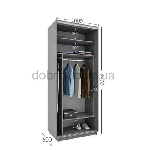 Шкаф-купе Практик 8 100x60x240 в Добров Меблі Шкаф-купе Практик 8 100x60x240 в Добров Меблі