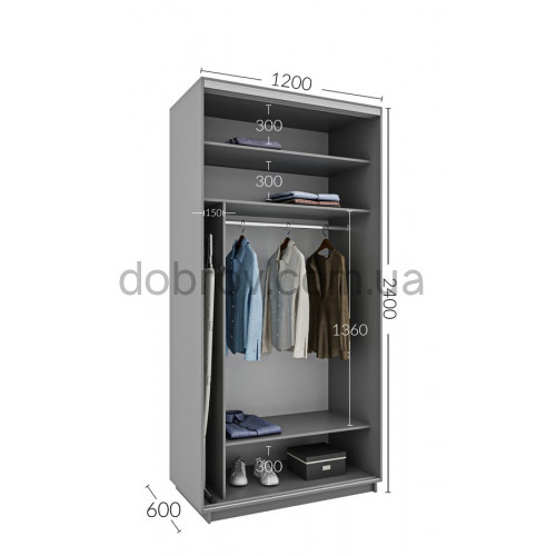 Шкаф-купе Практик 24 120x60x240 в Добров Меблі Шкаф-купе Практик 24 120x60x240 в Добров Меблі