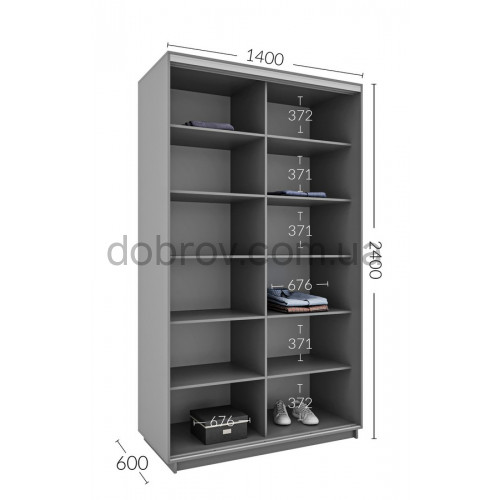 Шкаф-купе Практик 38 140x60x240 в Добров Меблі Шкаф-купе Практик 38 140x60x240 в Добров Меблі