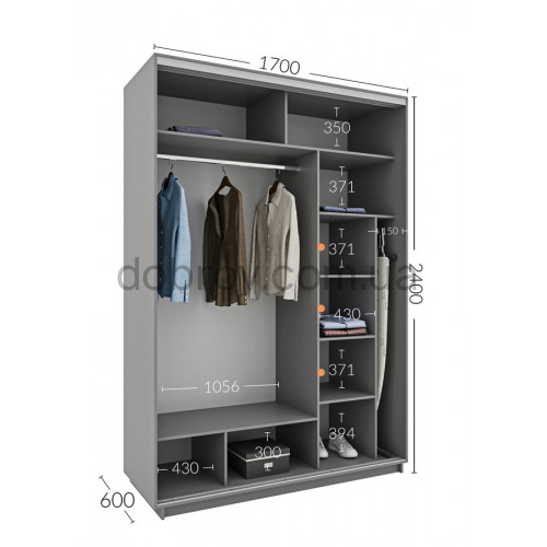 Шкаф-купе Практик 59 170x60x240 в Добров Меблі Шкаф-купе Практик 59 170x60x240 в Добров Меблі