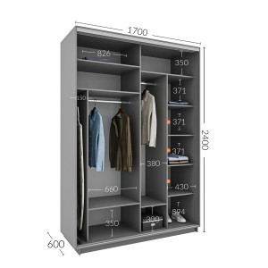 Шкаф-купе Практик 60 170x60x240