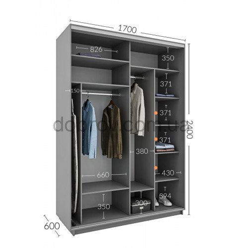 Купити Шафа-купе Практик 60 170x60x240 в Добров Меблі Купити Шафа-купе Практик 60 170x60x240 в Добров Меблі