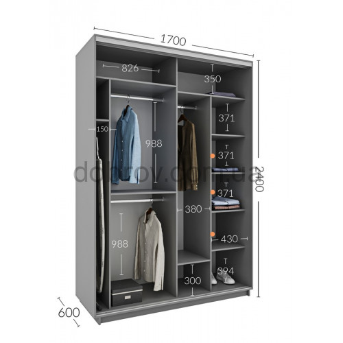 Купити Шафа-купе Практик 63 170x60x240 в Добров Меблі Купити Шафа-купе Практик 63 170x60x240 в Добров Меблі