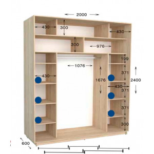 Шкаф-купе Практик 88/2 200x60x240