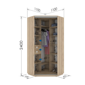 Угловой шкаф-купе 110x110x240