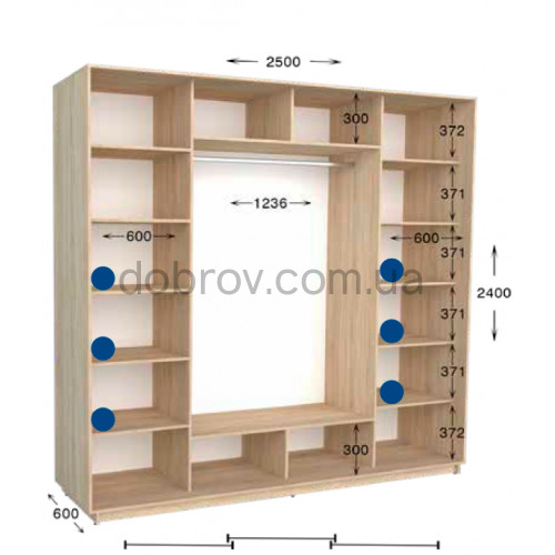 Шкаф-купе Практик 123 250x60x240 в Добров Меблі Шкаф-купе Практик 123 250x60x240 в Добров Меблі