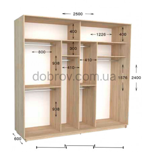 Купити Шафа-купе Практик 125 250x60x240 в Добров Меблі Купити Шафа-купе Практик 125 250x60x240 в Добров Меблі