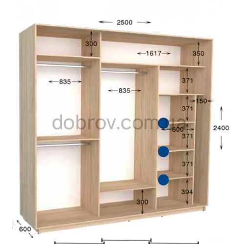 Шкаф-купе Практик 126 250x60x240 в Добров Меблі Шкаф-купе Практик 126 250x60x240 в Добров Меблі