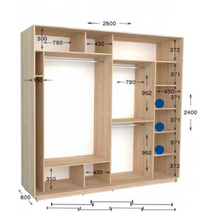 Шкаф-купе Практик 128/4 250x60x240
