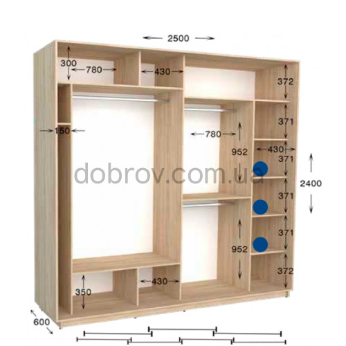 Шкаф-купе Практик 128/4 250x60x240 в Добров Меблі Шкаф-купе Практик 128/4 250x60x240 в Добров Меблі