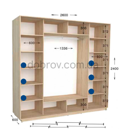 Шкаф-купе Практик 131/3 260x60x240 в Добров Меблі Шкаф-купе Практик 131/3 260x60x240 в Добров Меблі