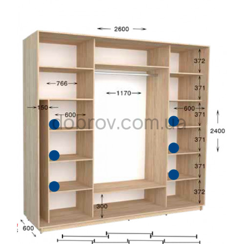 Купити Шафа-купе Практик 132/3 260x60x240 в Добров Меблі Купити Шафа-купе Практик 132/3 260x60x240 в Добров Меблі