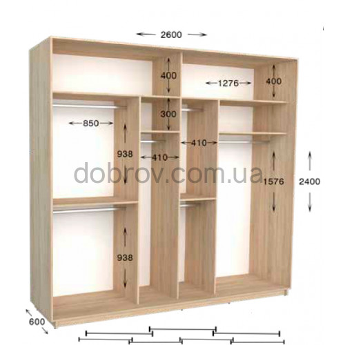 Шкаф-купе Практик 133/3 260x60x240 в Добров Меблі Шкаф-купе Практик 133/3 260x60x240 в Добров Меблі