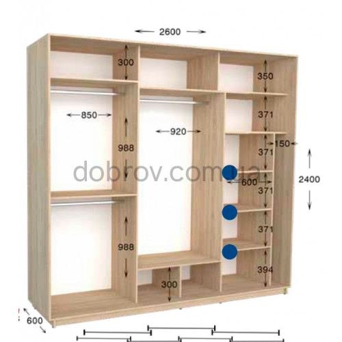 Шкаф-купе Практик 134/3 260x60x240 в Добров Меблі Шкаф-купе Практик 134/3 260x60x240 в Добров Меблі