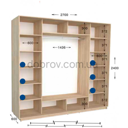 Шкаф-купе Практик 139/4 270x60x240 в Добров Меблі Шкаф-купе Практик 139/4 270x60x240 в Добров Меблі