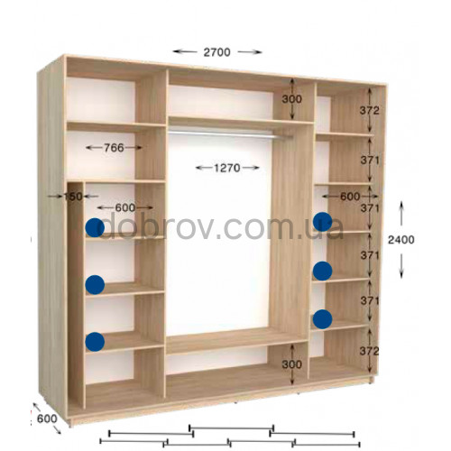 Шкаф-купе Практик 140/4 270x60x240 в Добров Меблі Шкаф-купе Практик 140/4 270x60x240 в Добров Меблі