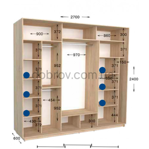 Купити Шафа-купе Практик 143 270x60x240 в Добров Меблі Купити Шафа-купе Практик 143 270x60x240 в Добров Меблі