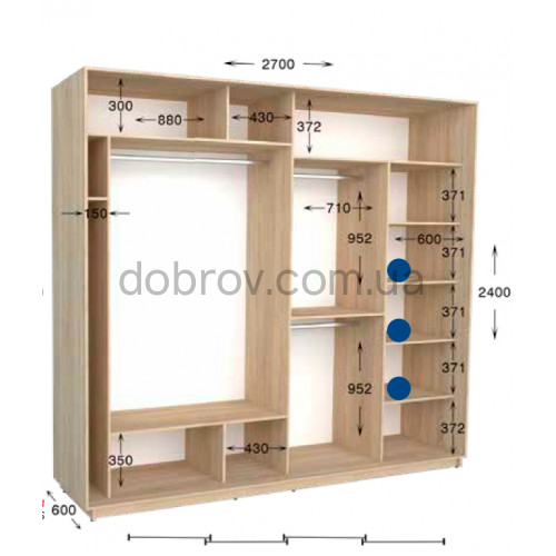 Купити Шафа-купе Практик 144 270x60x240 в Добров Меблі Купити Шафа-купе Практик 144 270x60x240 в Добров Меблі