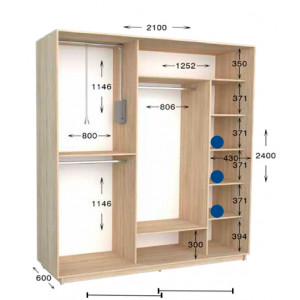 Шкаф-купе Практик 92 210x60x240