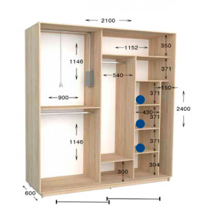 Шкаф-купе Практик 93 210x60x240