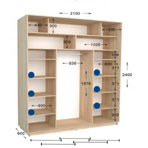 Шкаф-купе Практик 96/3 210x60x240