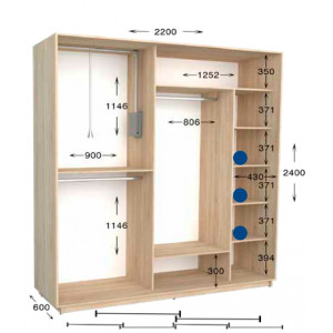 Шафа-купе Практик 100/4 220x60x240