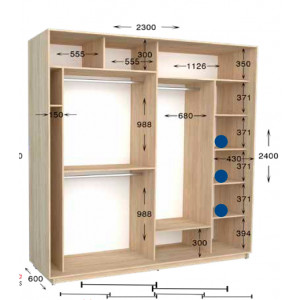 Шкаф-купе Практик 106/4 230x60x240