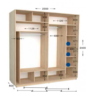 Шкаф-купе Практик 107/4 230x60x240