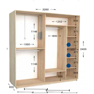Шкаф-купе Практик 108/4 230x60x240