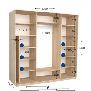 Шкаф-купе Практик 111/2 230x60x240