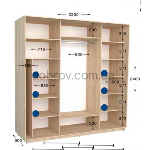 Шкаф-купе Практик 111/3 230x60x240 в Добров Меблі Шкаф-купе Практик 111/3 230x60x240 в Добров Меблі