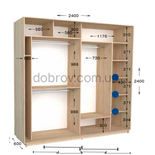 Шкаф-купе Практик 114/2 240x60x240 в Добров Меблі Шкаф-купе Практик 114/2 240x60x240 в Добров Меблі