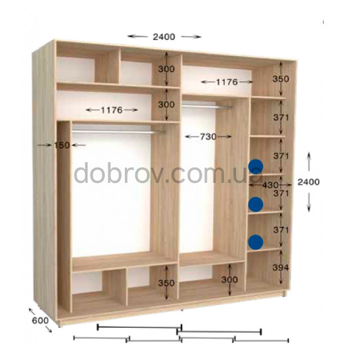 Шкаф-купе Практик 115/4 240x60x240 в Добров Меблі Шкаф-купе Практик 115/4 240x60x240 в Добров Меблі