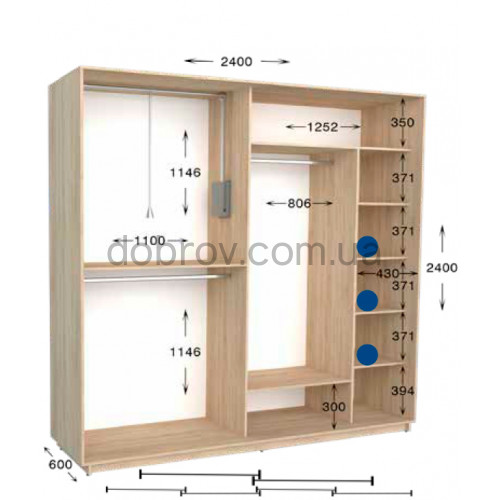 Купити Шафа-купе Практик 116/2 240x60x240 в Добров Меблі Купити Шафа-купе Практик 116/2 240x60x240 в Добров Меблі